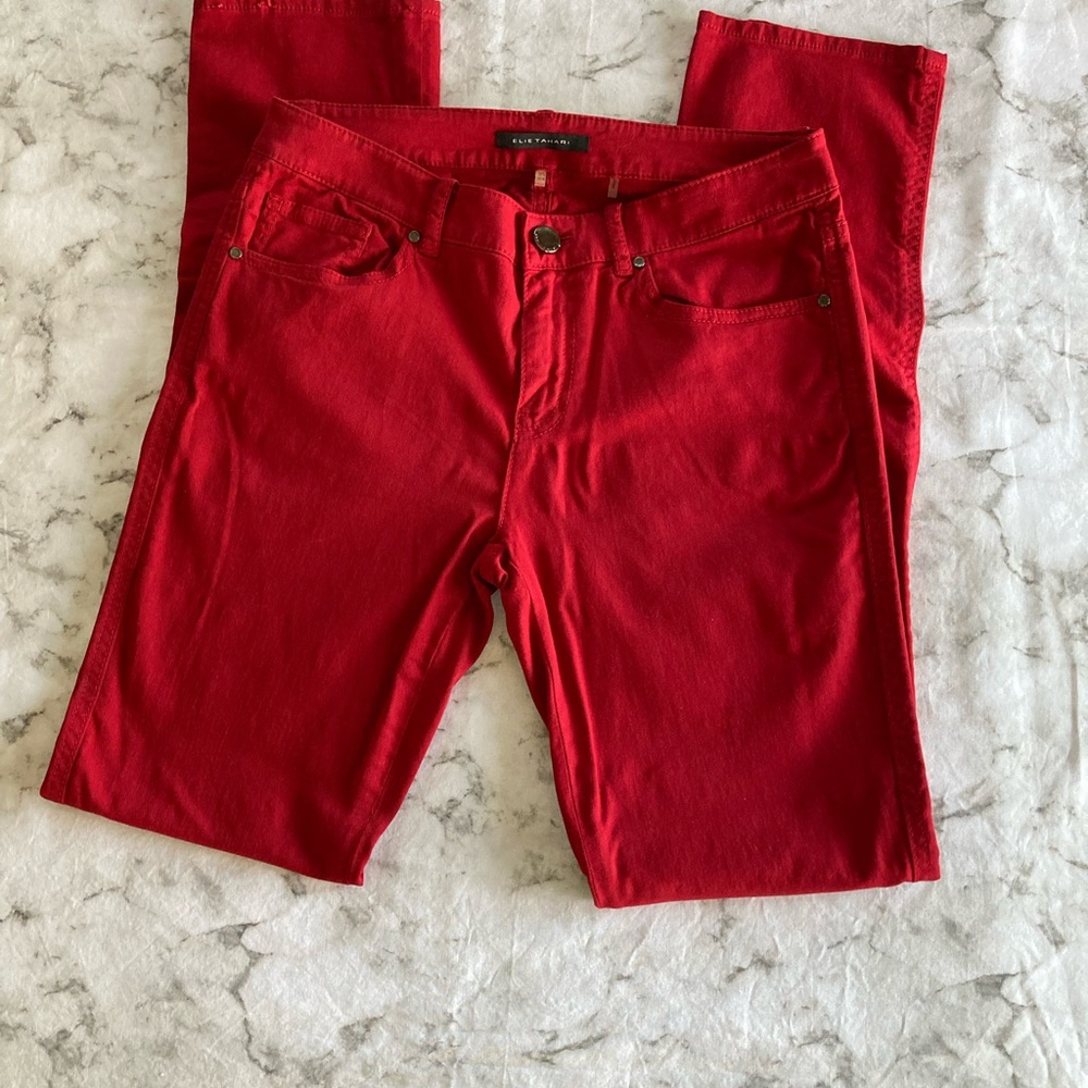 Elie Tahari 💋 bright red ❤️ soft jeans